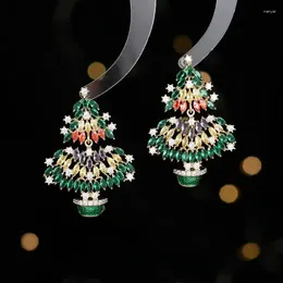 Dangle Earrings 2024 Fashion Festival Colorful Zircon Christmas Tree Gift LYX059