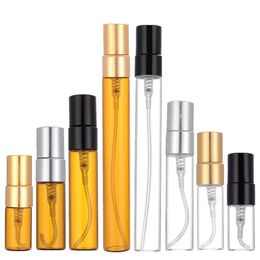 Luxury Round 2ml 3ml 5ml 10ml Mini Empty Clear Amber Spray Bottle Glass Perfume Sample Atomizer Tester Bottles