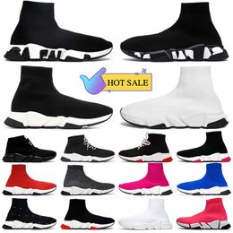 2024 Graffiti Mens Designer Sock Shoes Boots Speed Trainer Black White Red Speeds 2.0 Clear Sole Running Socks Designers Platform Loafers Sneakers Womens 1:1