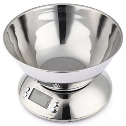 5kg 1g Stainless Steel Kitchen Food Scale LCD Digital Electronic Kitchen Weight Scales with Bowl Alarm Timer Temperature Sensor Y2249U