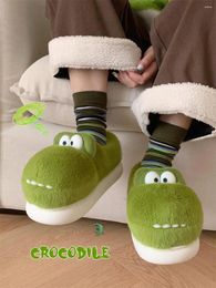 Slippers Slim Couple Lovely Crocodile Cotton Winter Men's And Women's Plush Indoor Slipper Boys' Girls' Baby Home Shoes