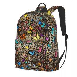 Backpack Leopard Butterfly Male Animal Print Butterflies Large Backpacks Polyester Cute High School Bags Cycling Custom Rucksack