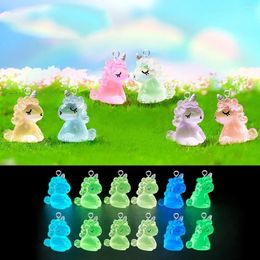 Charms 10pcs Luminous 3D Unicorn Horse Resin For Jewellery Making Animal Pendant Diy Earring Keychain Necklace Findings Supplies