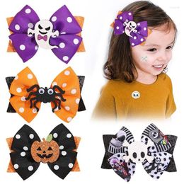 Hair Accessories Oaoleer 3inch Halloween Bows Clip For Baby Girl Funny Ghost Print Glitter Bowknote Pin Girls Headwear