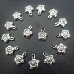 Charms 40pcs Antique Silver/Antique Bronze Plated Good Fortune Star Pendants For Jewelry Making DIY Handmade Craft 11x14mm