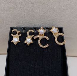 2024 Luxury quality charm stud earring with diamond and nature shell beads in 18k gold plated star shape PS3217
