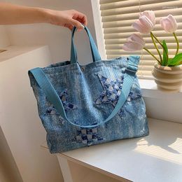 Evening Bags Women Fashion Washed Denim Canvas Stars Pattern Lady Shoulder Cross Body Hobo Bag Woman Handbag Purse Satchel Messenger