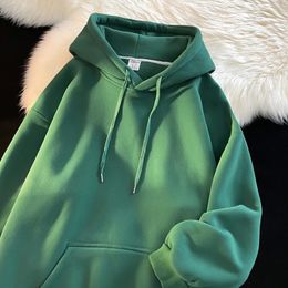 HipHop Men Women Dark green Hoodie Sweatshirt High Street Mens Harajuku Fashion Casual Loose Fit Hooded Pullover y2k Hoodies 240220