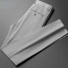 Summer Men Suit Pants Non-Ironing Slim-Fit Trendy Dress Pants Draping Business Formal Thin Casual Trousers Men Boutique Pants 240222