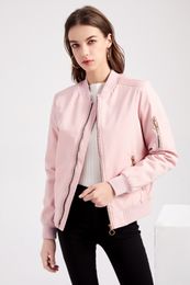 2024 Spring Autumn Women Bomber Jacket Ladies Long Sleeves Casual Lightweight Zip Up Flight Top BKW24011