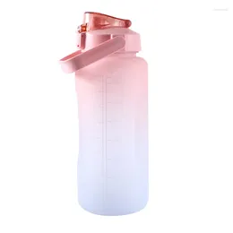 Water Bottles 2L Capacity Sports Cup Household With Straw And Handle Time Stamp