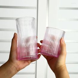 Wine Glasses 280ml/450ml Drinking Bottle Striped Glass Cup Ins Simple Style Coffee Girl Home Water Juice Milk