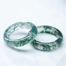 Cluster Rings Natural Aquatic Agate Jade Ring Men Women Genuine Jades Stone Fashion Jewelry Accessories