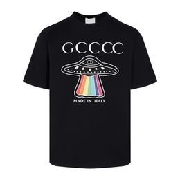 2024 Cartoon alien flying saucer letter-printed short sleeve designer GGity Fashion T-shirt brand spring summer men's and women's trend pure cotton T-shirt