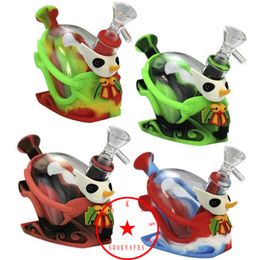 Latest Colourful Silicone Bong Pipes Kit Sledge Mini Bubbler Hookah Waterpipe Oil Rigs Philtre Handle Bowl Portable Dry Herb Tobacco Cigarette Holder Smoking DHL