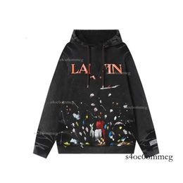 Brand Hoodie Designer Lavins Luxury Lanvins Sweater Hoodie Mens And Womens Lavins Printed Pullover Loose Casual Cotton Lavina Shoe Hooded Coat 153