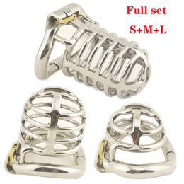 Stainless Steel Male Chastity Device Bird Cage Lock Latest Design Cock Cage with Curved Penis Ring Sex Toys for Men