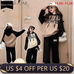 Clothing Sets Autumn Teenage Girl Clothes Set Hooded Pullover Top And Pannt 2 Pieces Suit Children Letter Outfit Kid Hoodies Tracksuit