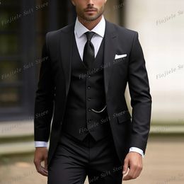 New Male Tuxedo Groom Groomsman Men Suit Wedding Party Formal Occasions Business 3 Piece Set Jacket Pants B24