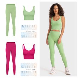 leggings yoga pants sports bra align bra luxury bra designer bra Align Yoga Lemon Set Women 2 Pieces Sportswear 4-12 Gym Top designer leggings ll leggings