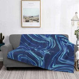 Blankets Abstract Marble Art Four Seasons Comfortable Warm Soft Throw Blanket Timeless Stylish Retro Blue Mouth