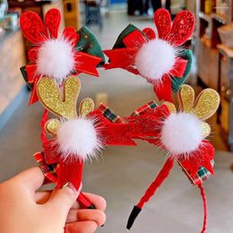 Hair Accessories Wash Stereoscopic Antler Women Love Heart Bow Korean Plush Ball Christmas Bands Children Headband