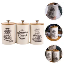 Storage Bottles 3 Pcs Tank Coffee Can Dust-proof Kitchen Jar With Covers Tea Leaf Durable Seal Sugar