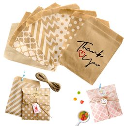 1000pcs 5x7 Inches Natural Kraft Paper Treat Bags Polka Dot Candy Cookie Buffet Bag Small Paper Goody Bags for Birthday Holiday Party Favor Supplies