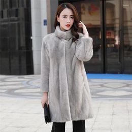 Women's Fur Imitation Mink Coat Female Whole Lmitation Winter 2024 High-grade Velvet Mid Length Stand Collar