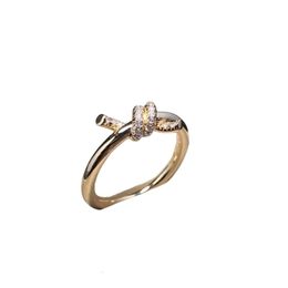 Tiffiny Rings Designer Women Original Quality Band Rings Gold High End Twisted Knot Ring With Diamond 18K Rose Gold Rope Knot Ring