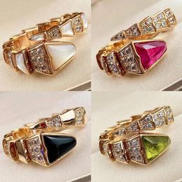 Cluster Rings High Quality Luxury Jewellery Rose Gold Natural Stone Elastic Snake Bone Ring Women's Fashion Brand Party Gift