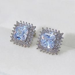 Stud Earrings Huitan Gorgeous Low-key Square With CZ High Quality Wedding Accessories For Women Fashion Versatile Ear Jewelry