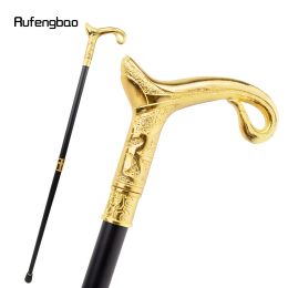 Golden Luxury Curve Line Type Walking Cane Fashion Decorative Walking Stick Gentleman Elegant Cosplay Cane Knob Crosier 93cm