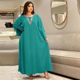 Ethnic Clothing Luxury Rhinestone Women Long Dress Moroccan Jalabiya Kaftan Dubai Islamic Arab Abaya Turkish Muslim Ramadan