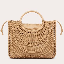 9a Vorverkauf Hollow -out -Einkaufstasche Designer -Tasche Strohbeutel Strandtasche Fashion Hollow gewebt für Sommer Strohback Sommer gewebte Taschen Urlaub Tasche große Kapazität Einkaufstasche