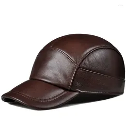 Ball Caps 2024 Spring/Winter Man Genuine Leather Baseball Male Casual Cowhide Warm 56-60 Adjustable Sprot Flight Hats