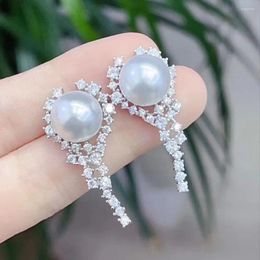Stud Earrings MeiBaPJ 10-11mm Big Natural Semiround Pearls Fashion 925 Sterling Silver Fine Charm Wedding Jewellery For Women