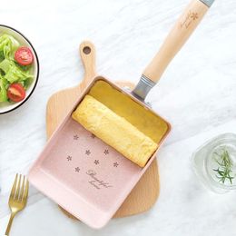 Pans Non Stick Frying Pan Japanese Tamagoyaki Omelettes Aluminium Alloy Egg Pancake Maker Pink Sakura Pattern Kitchen Cookware3067