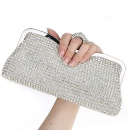 Women Evening Clutch Bag Diamond Clutch Female Silver Wedding Purse Party Banquet Black Gold Shoulder Chain Handbags336g