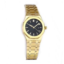 Women's watch luxury fashion 34mm golden stainless steel dial quartz movement bow buckle