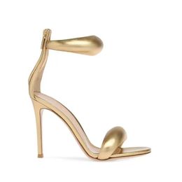 stiletto Heels Sandals heel for women summer luxury designer shoes 10.5cm 8.5cm golden Calf leather foot strap heeled Rear zipper footwear34-42