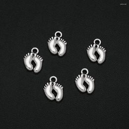 Charms 30pcs/Lot 10x14mm Antique Baby Feet Born Pendants For DIY Keychain Jewellery Making Supplies Accessories Wholesale Bulk