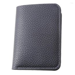 Wallets Soft Men Wallet Solid Colour Pu Leather Lychee Pattern Mini Coin Purse Driver's Licence Card Holder 2024