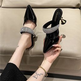 Shoes for Women Closed Toe Womens Slippers Slingbacks Pointed Toe Ladies High Heels Bling Modern Slippers Women 240219