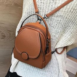 School Bags 2024 Fashion Women Leather Backpack Mini Soft Touch Multi-Function Small Female Ladies Shoulder Bag Girl Bolsos