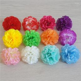 Decorative Flowers 25pcs 5cm Artificial Carnation Simulation Silk Flower Heads Wedding DIY Jewelry Findings Headware Home Accessory