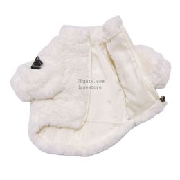 Inverno cão vestuário designer roupas para cães de luxo cão falso casaco de pele gola alta filhote de cachorro camisola tempo frio animais de estimação jaqueta quente roupa jaquetas para cães pequenos médios branco 904