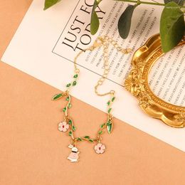 Charm Bracelets Trend Sweet Cute Bracelet Luxury Leaves The Flowers Pendant Design Women's Aesthetics Jewellery Accessories