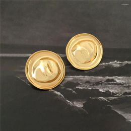 Stud Earrings Bright Smooth Metal Waterproof Fashion Gold Color Charm Lovely Jewelry Gift