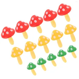 Garden Decorations 15 Pcs Mushroom Ornament Figurine Cake Statue Miniature Ornaments Tricolour